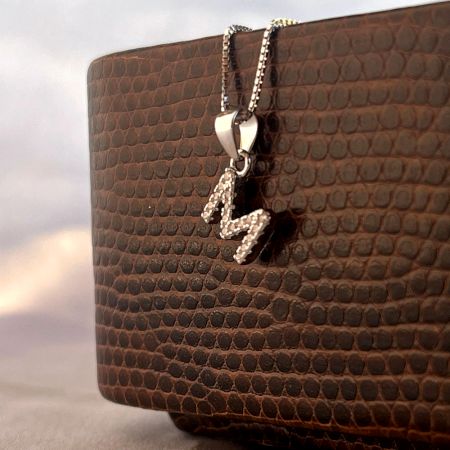 925 Sterling Silver Letter M Pendant Necklace